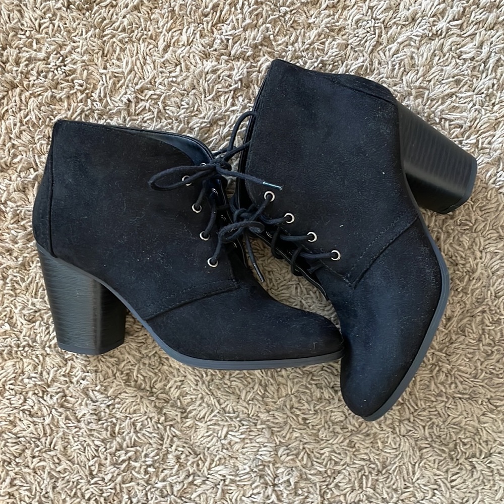 Suede black booties